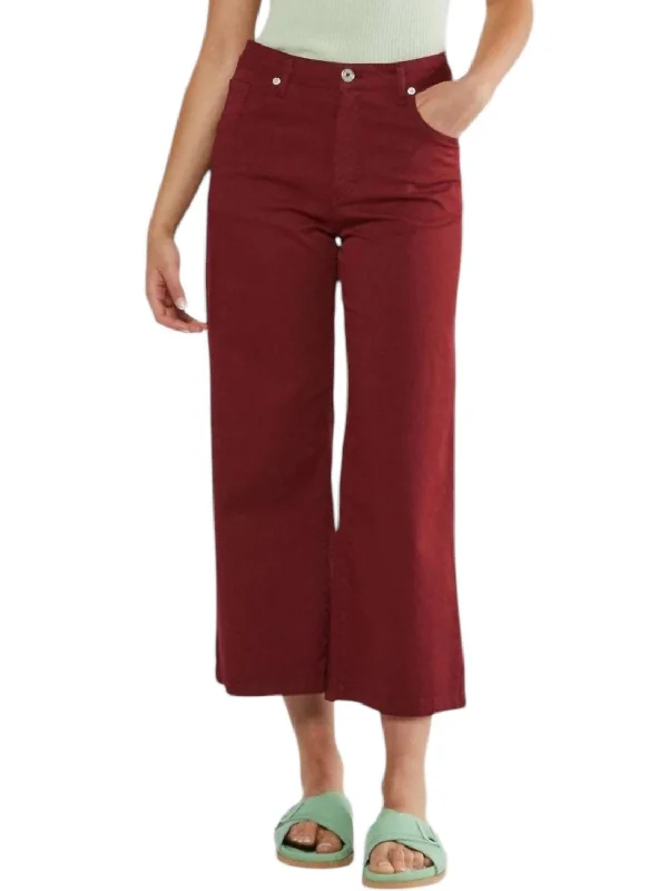 Cotton Flare Trousers In Goji