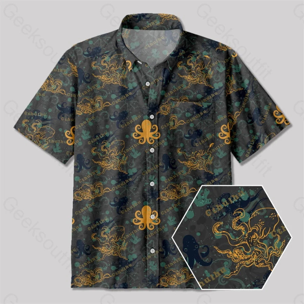 Cthulhu Funny Button Up Pocket Shirt