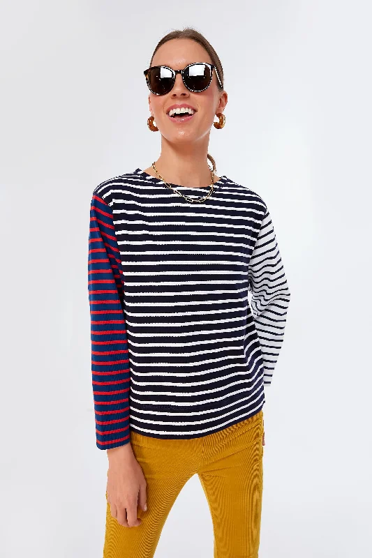 Lakeside Stripe Mixed Tee