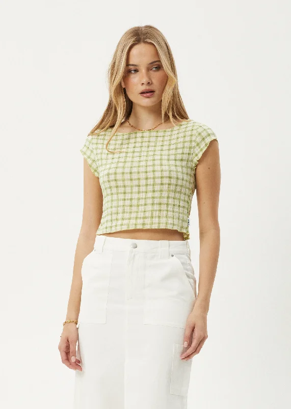 AFENDS Womens Darcy - Check Top - Lemongrass Check