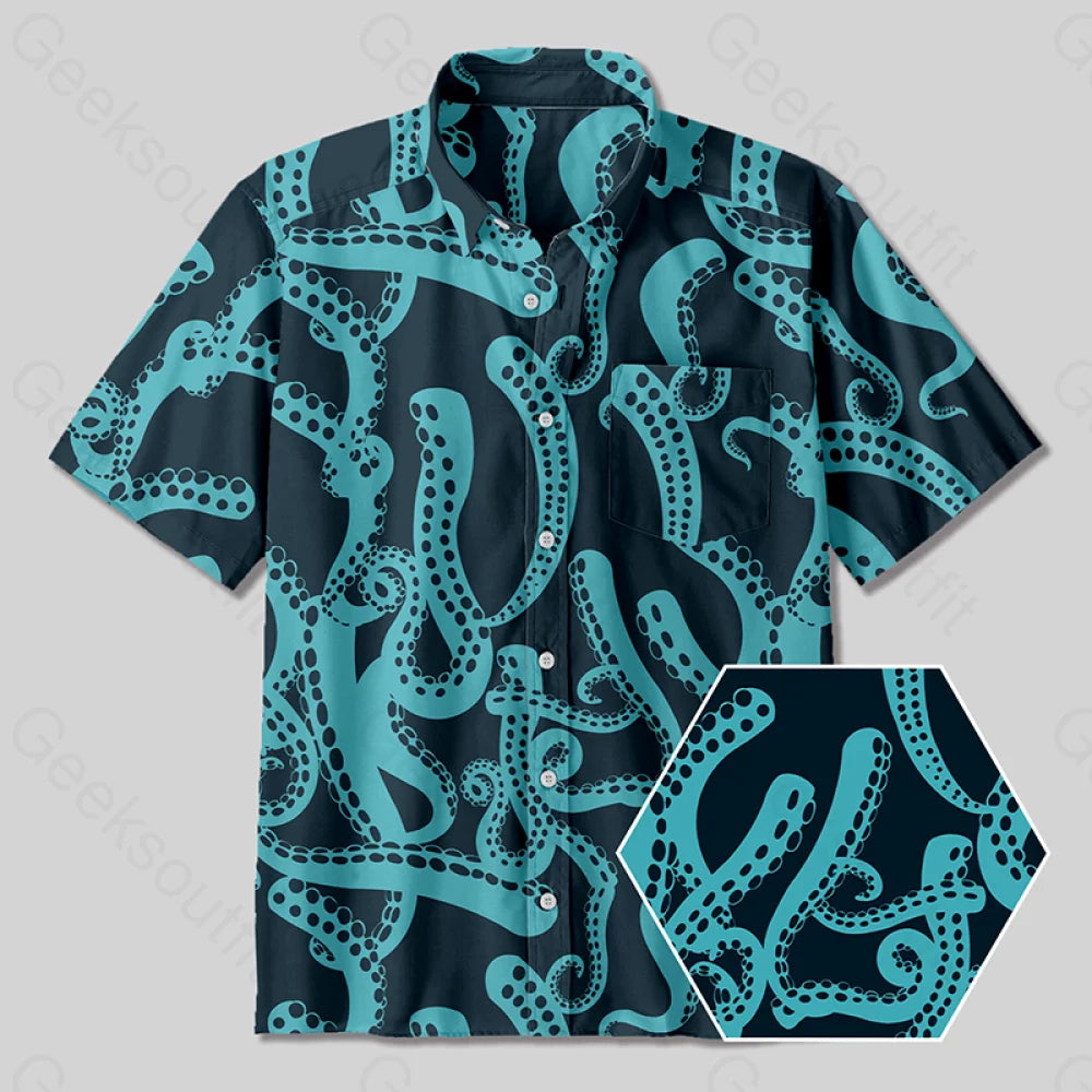 Cthulhu Tentacle Button Up Pocket Shirt