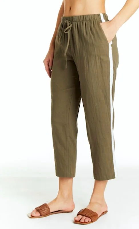 Paula Side Stripe Crop Pant In Olive