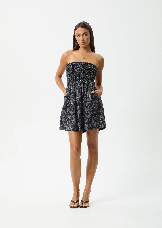 AFENDS Womens Paisley - Strapless Mini Dress - Black