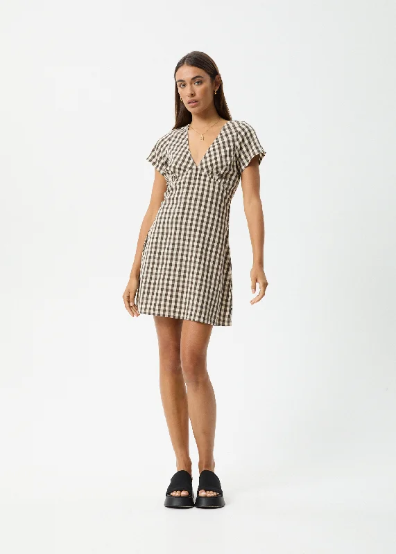 AFENDS Womens Gambet Check - Tea Dress - Black / Sand