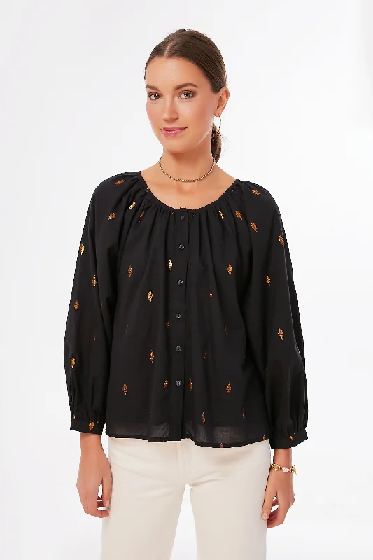 Gold Leaf Black Frances Blouse