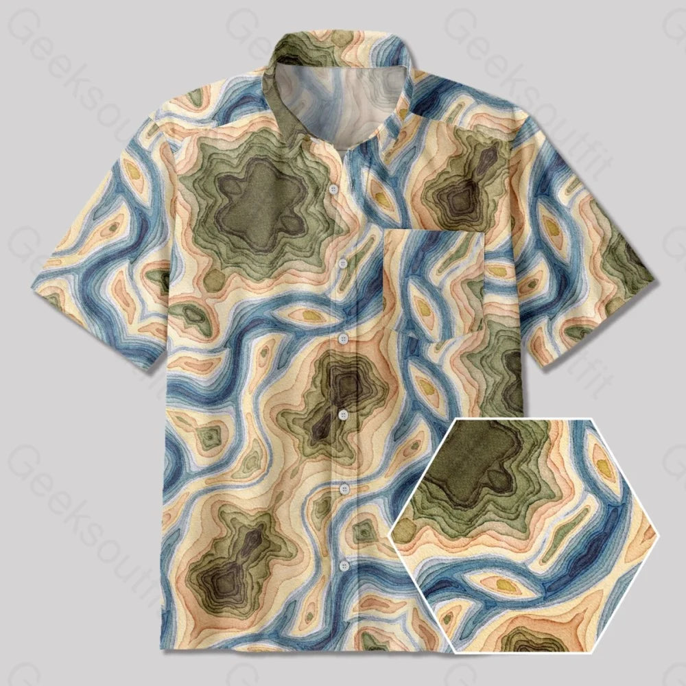 Geological Texture Button Up Pocket Shirt