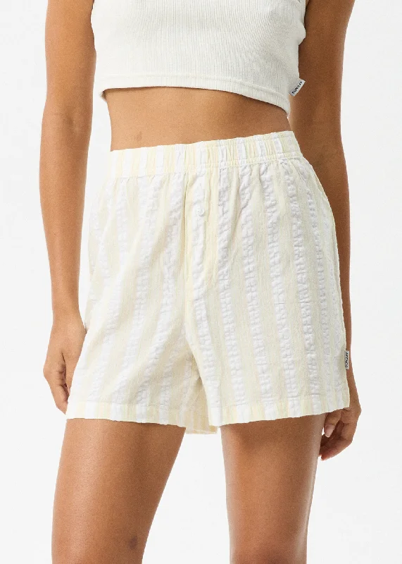 AFENDS Womens Splice - Boxer Shorts - White / Lemongrass