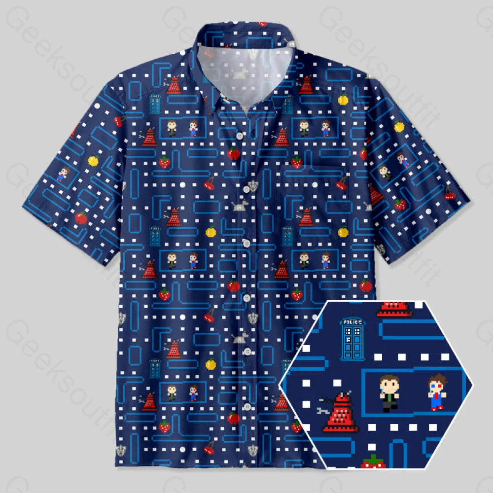 Pac-man Map and Doctor Who Button Up Pocket Shirt