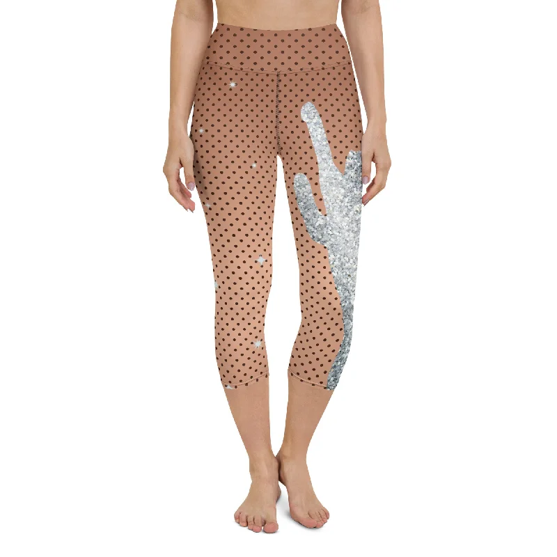 Sequin Print Mesh Yoga Capris