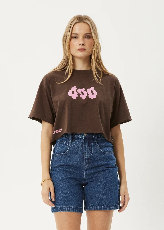 AFENDS Womens Alohaz - Slay Cropped Tee - Coffee