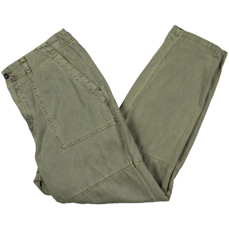 Womens High Rise Cuffed Cargo Pants