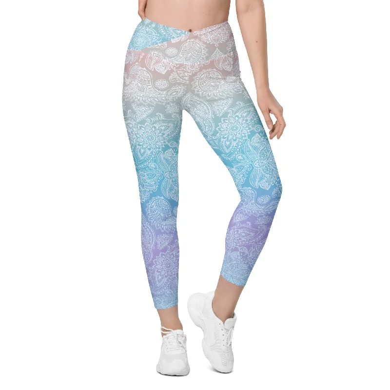 Pastel Spiritual Crossover Leggings With Pockets