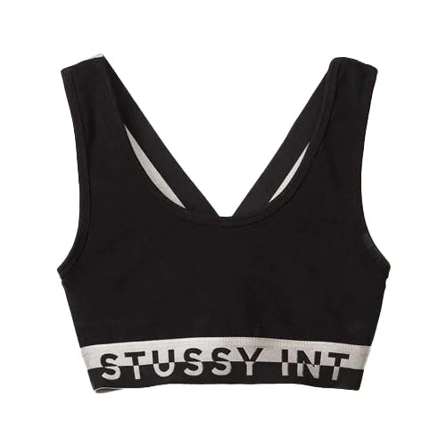 STÜSSY METALLIC BAND CROSS BACK TOP // BLACK