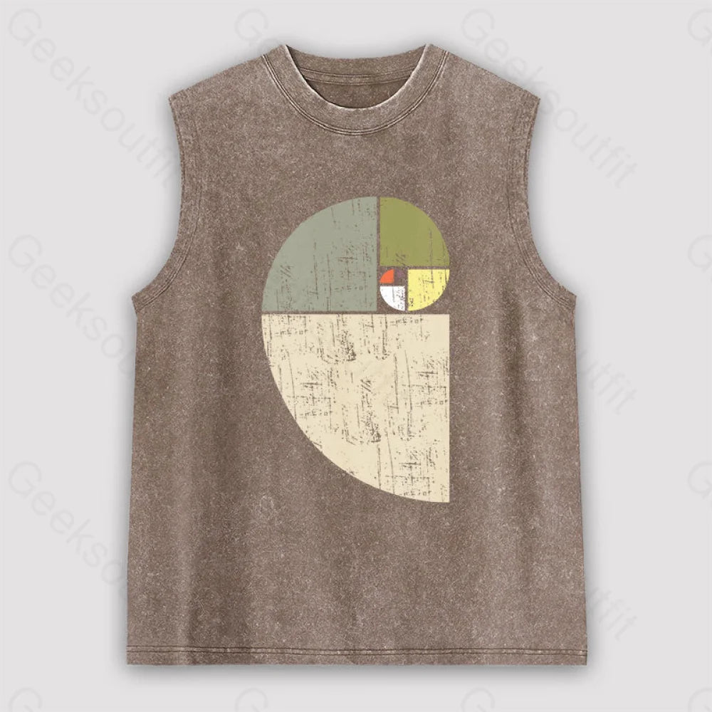 Distressed Fibonacci Spiral Geek Graphic Unisex Washed Tank