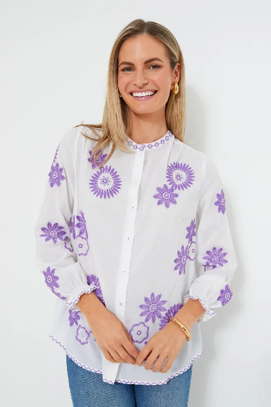 White and Purple Columbia Blouse