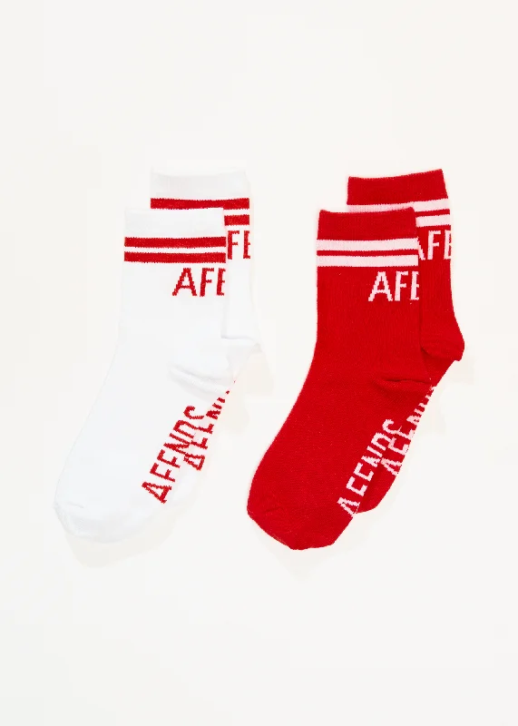 AFENDS Womens Split - Socks Two Pack - Tomato