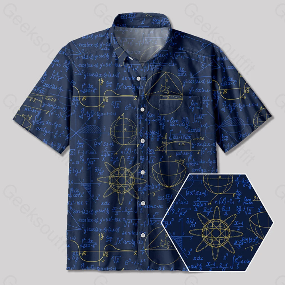 Mathematical Circular Function Model Button Up Pocket Shirt