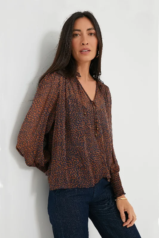 Navy Brown Floral Prado Top