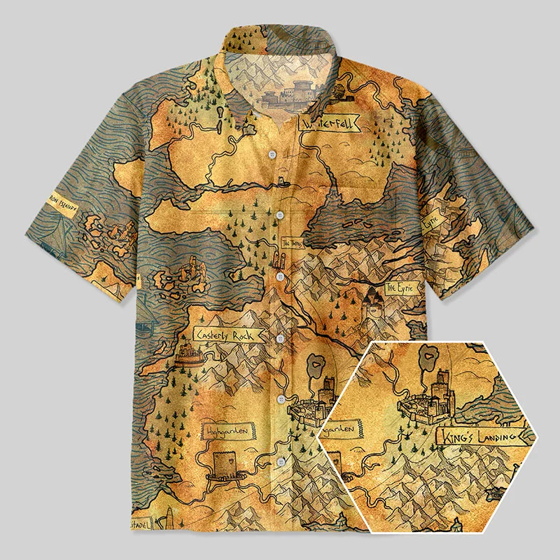 Map of Westeros a Song of Ice and Fire Button Up Pocket Shirt