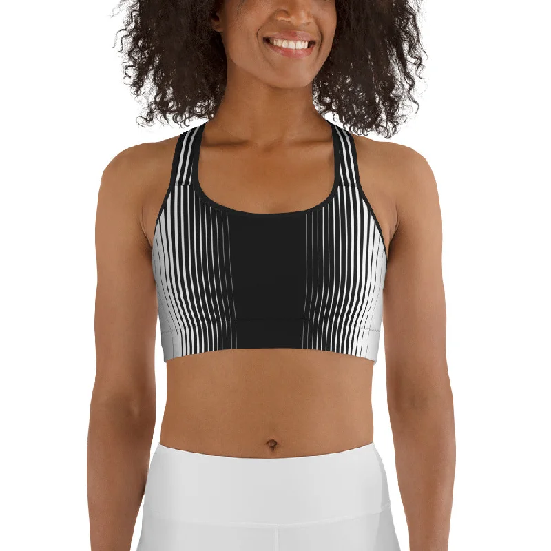 Optical Illusion Vertical Lines Sports Bra