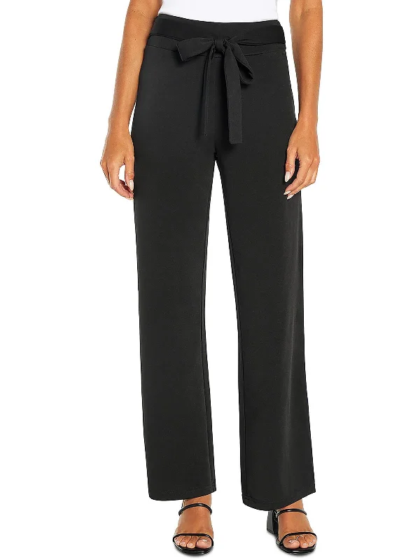 Allison Womens Tie Front High Rise Wide Leg Pants