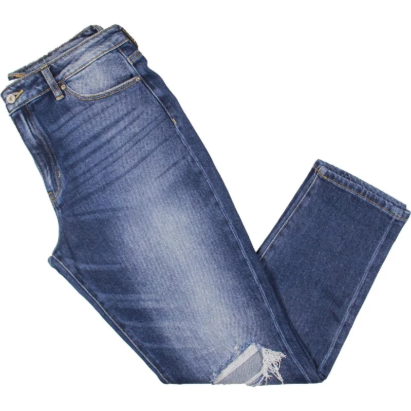 Womens Distsssed Denim Mom Jeans