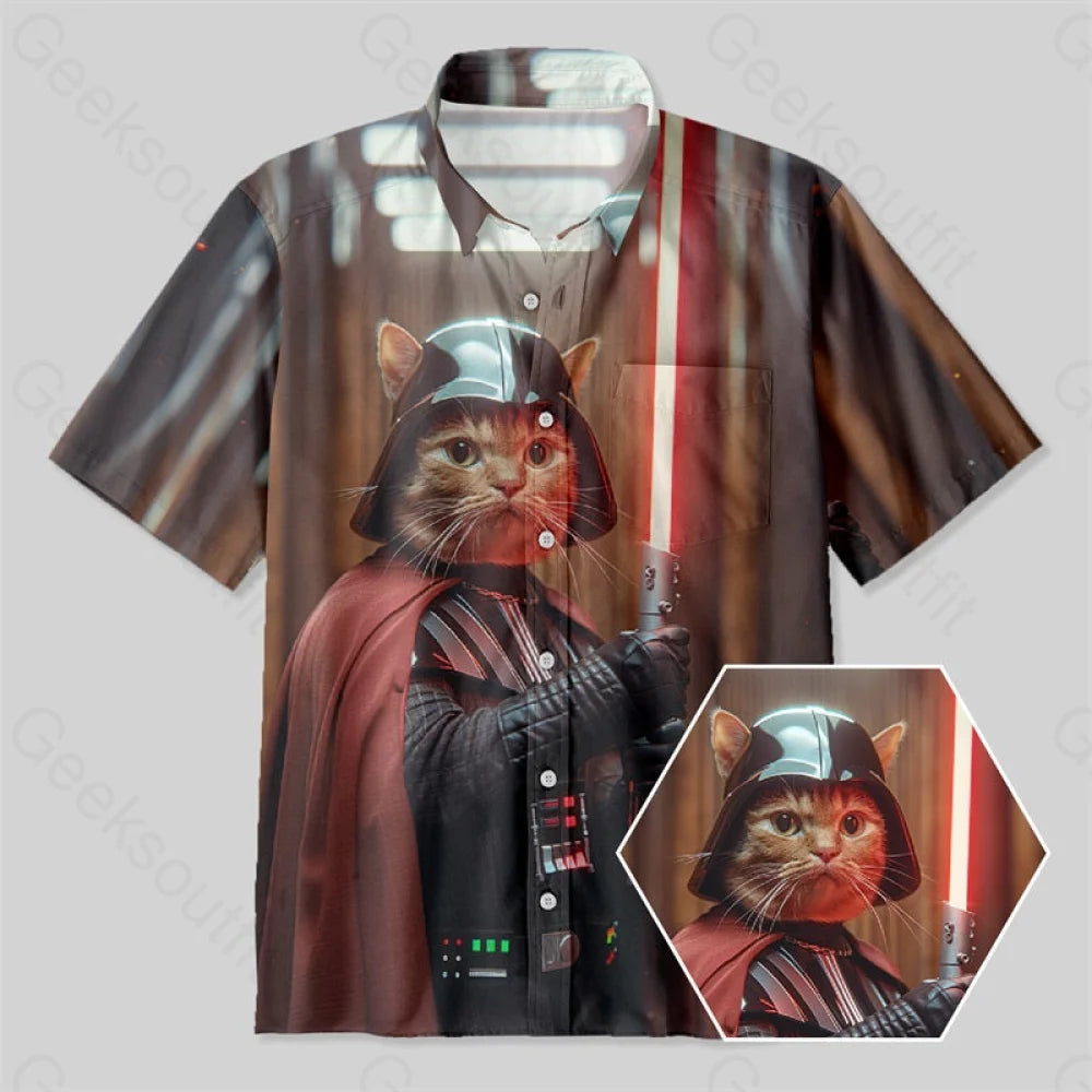 Cat Vader Button Up Pocket Shirt