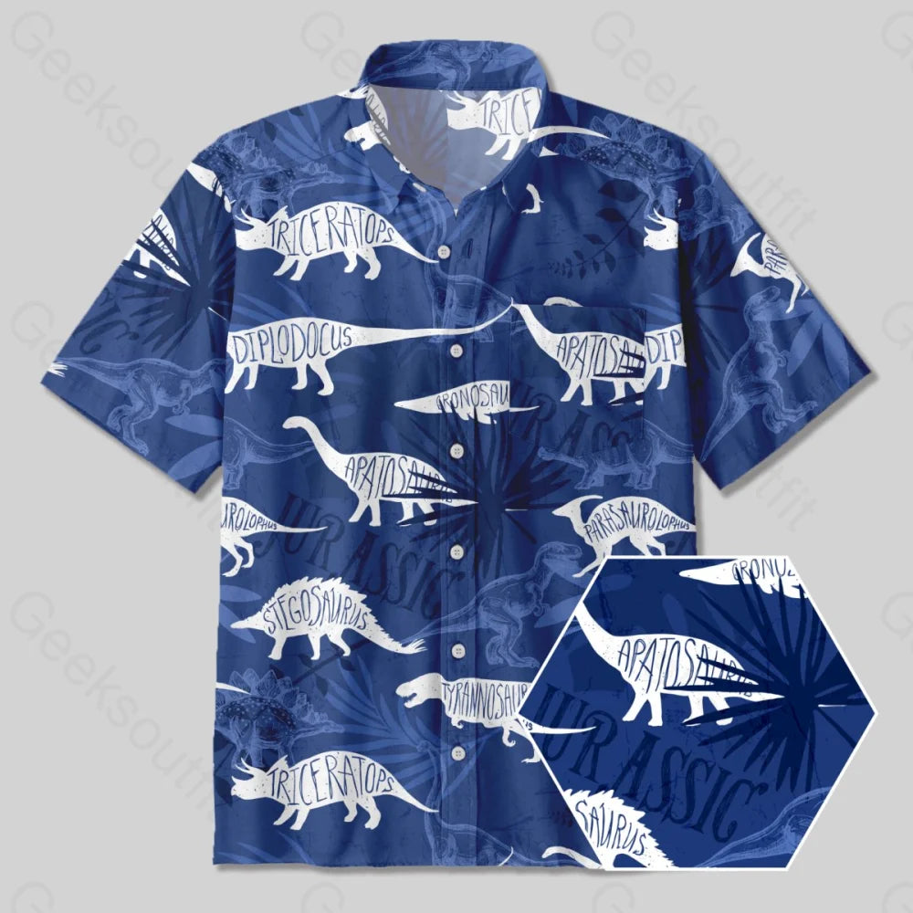 Dinosaurs of the Jurassic World Button Up Pocket Shirt