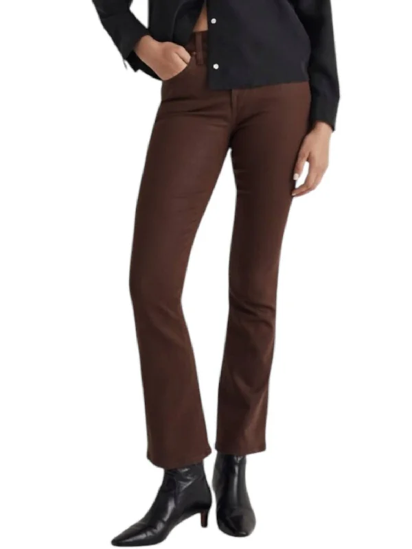 Coated Jeans Kickout Crop Pants In Hot Cocoa