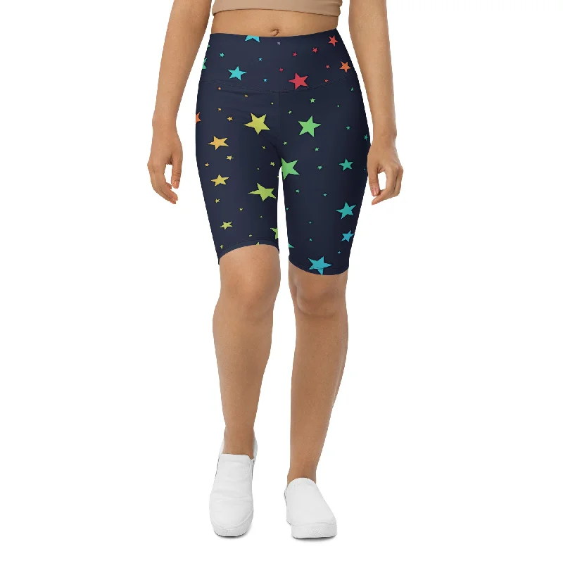 Rainbow Stars Biker Shorts