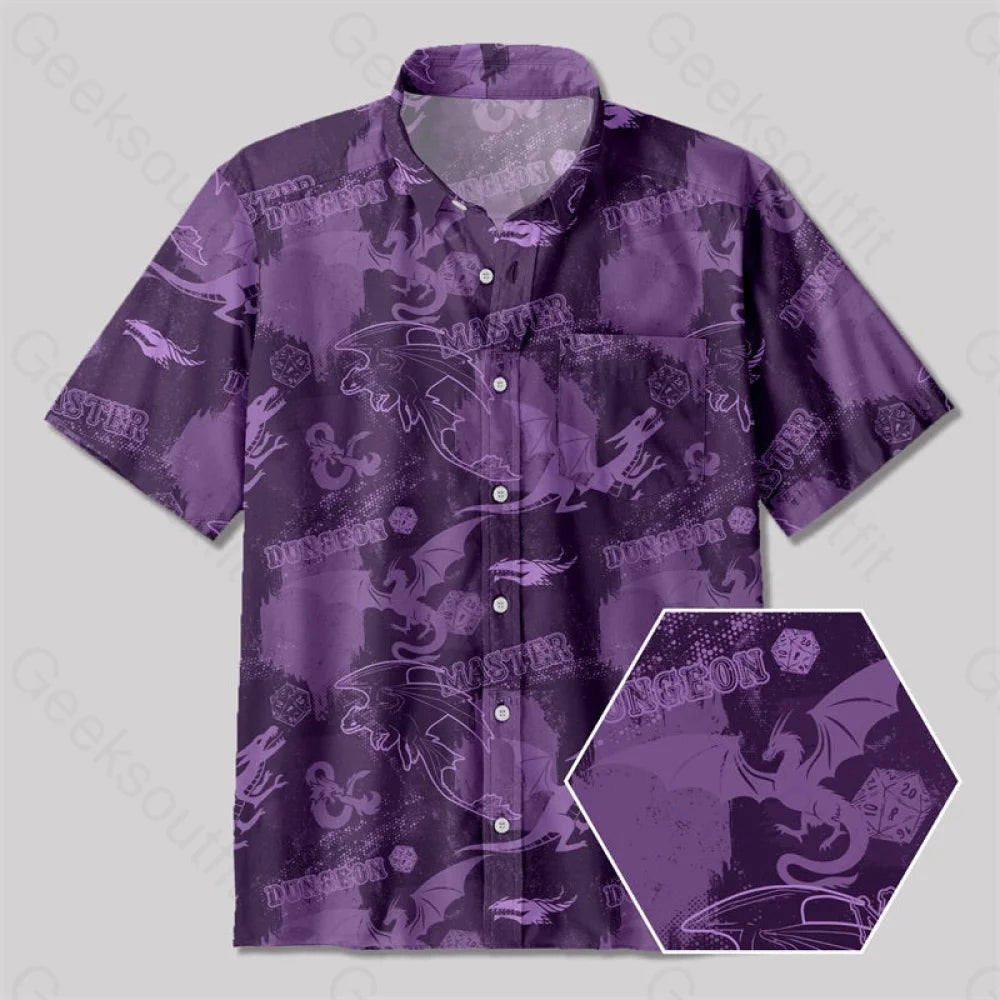 Dungeon Master Graffiti Style Button Up Pocket Shirt