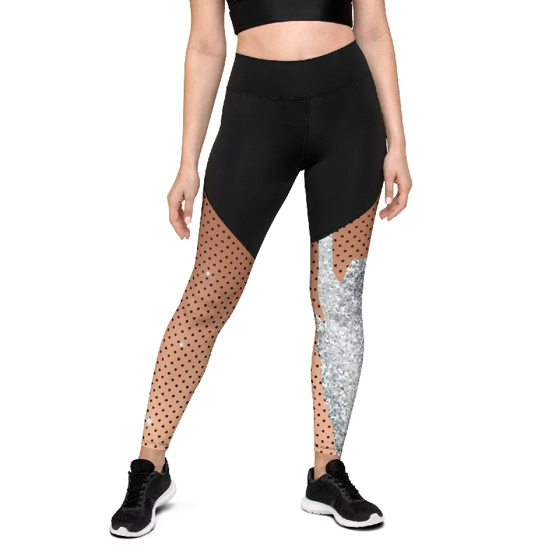 Sequin Print Mesh Compression Leggings