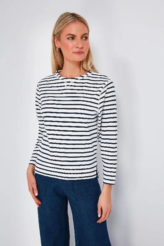 Off White and Navy Lakeside Striped Tee