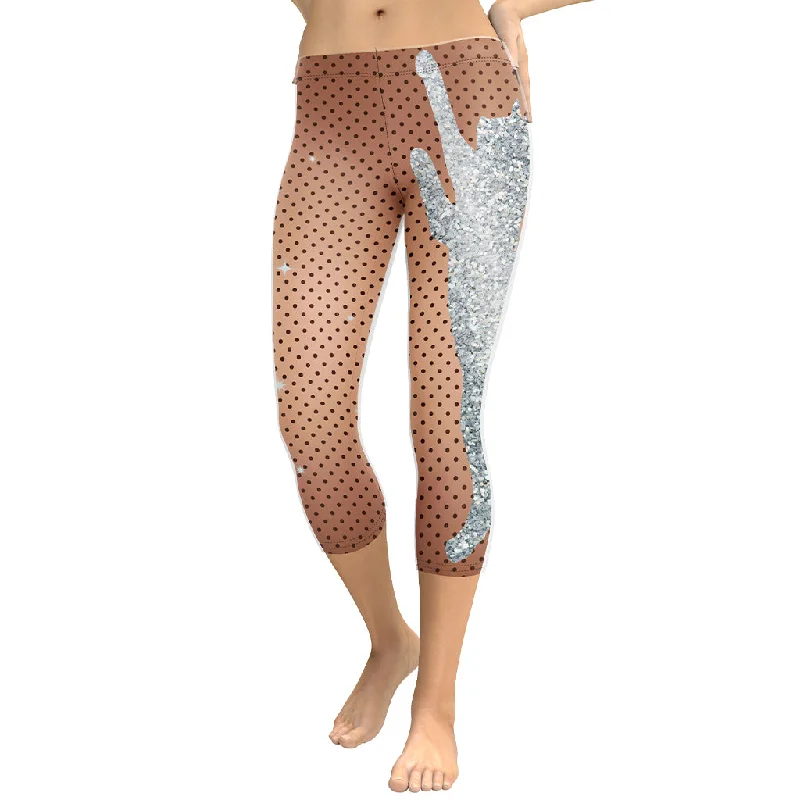 Sequin Print Mesh Capris