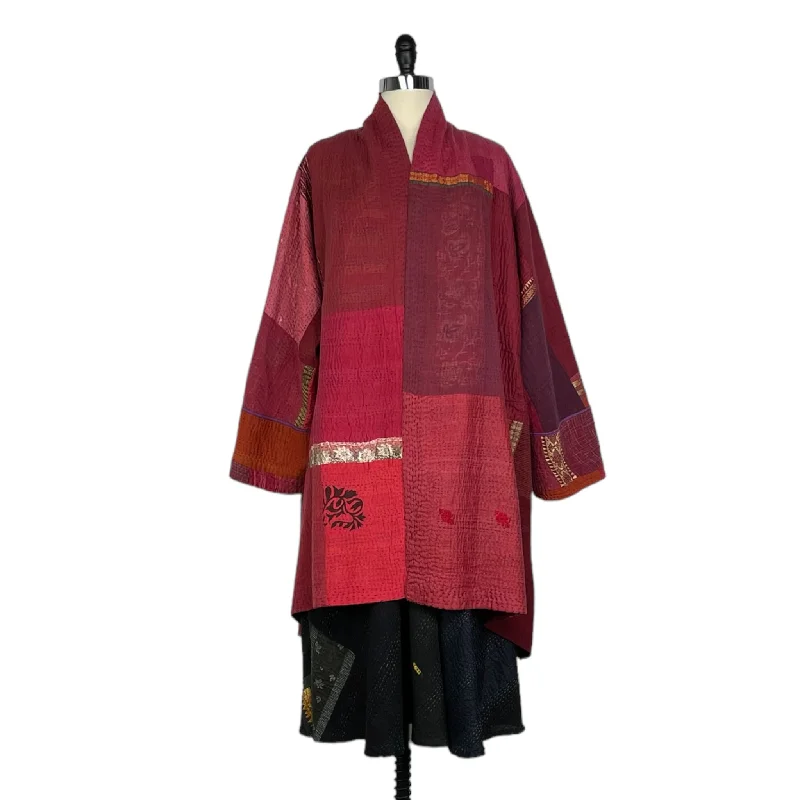 SW PATCH KANTHA KIMONO LONG JACKET