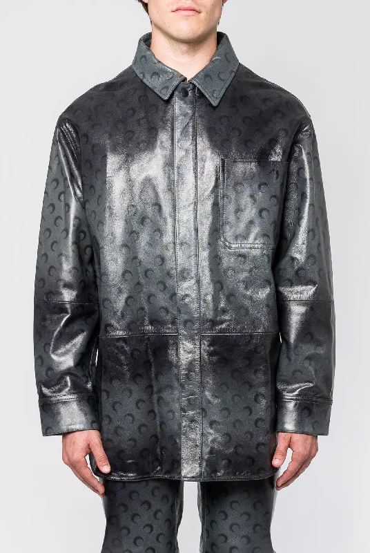 Marine Serre Moon Airbrushed Leather Overshirt