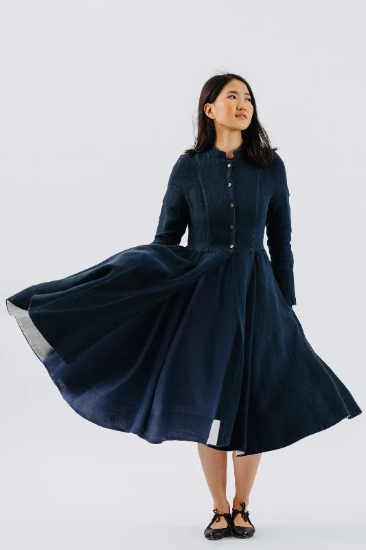 Victorian Coat, Twill Linen, Night Navy