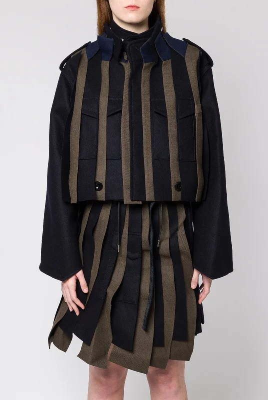 Sacai Chalk Stripe Wool Melton Blouson