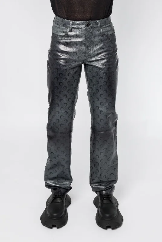 Marine Serre Moon Airbrushed Leather Straight Leg Pants