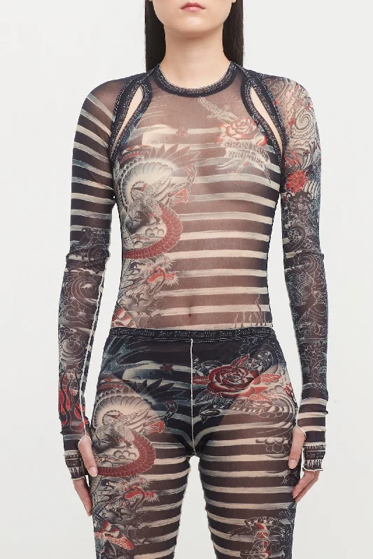 Jean Paul Gaultier Mariniere Tattoo Long Sleeve Shawl