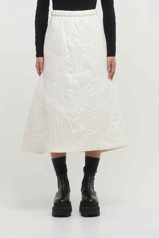 Melitta Baumeister White Glossy Nylon Quilted Skirt