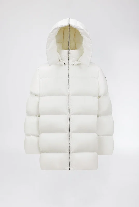 Rick Owens x Moncler Hooded Cyclopic Coat in Milk