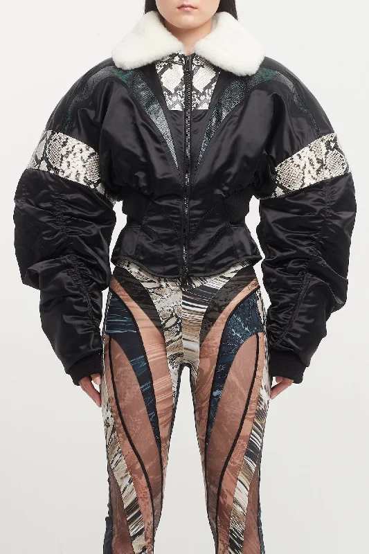 Mugler Snake Embossed Shiny Bomber