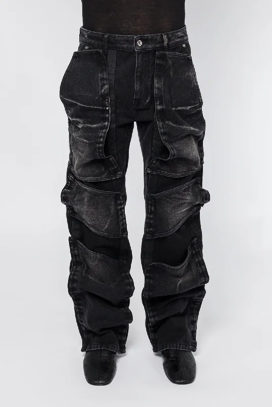 Y/Project Velcro Multi Panel Jeans in Faded Black