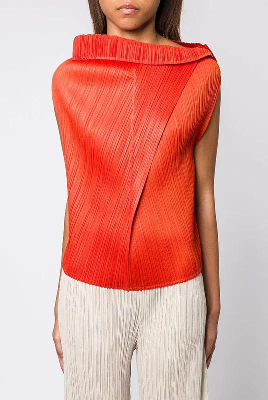 Pleats Please Issey Miyake MC July 2024 Top in Dark Orange