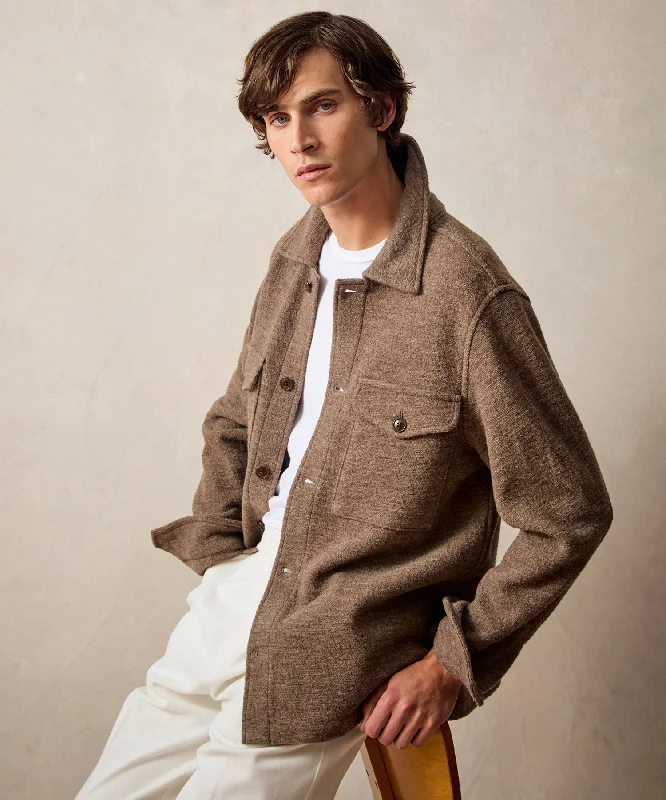 Boiled Wool CPO Shirt Jacket in Burlap