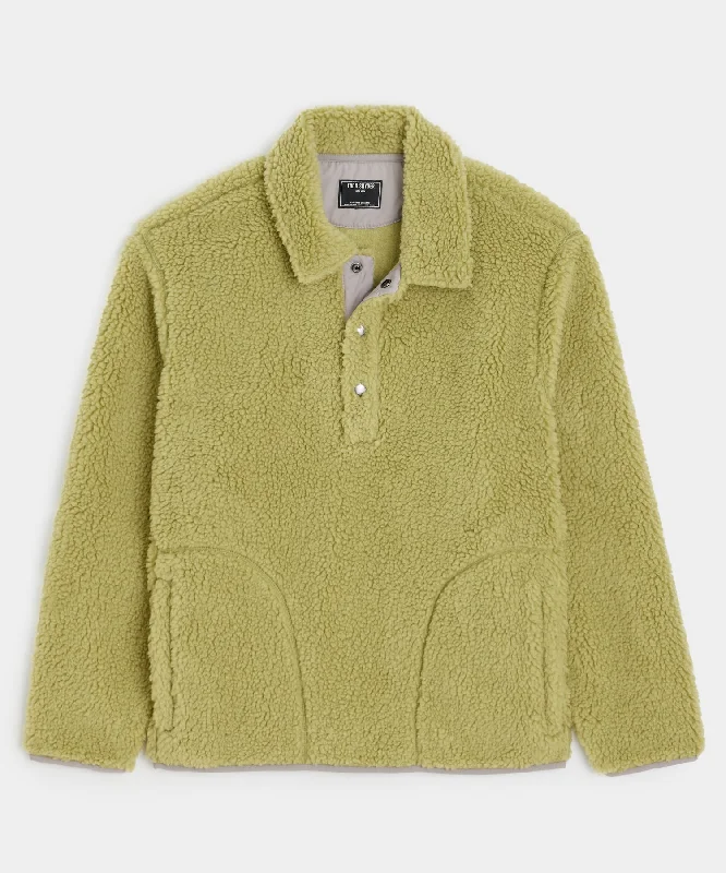 Sherpa Snap Pullover in Limeade