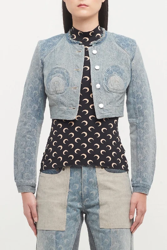 Marine Serre Regenerated Denim Cropped Jacket