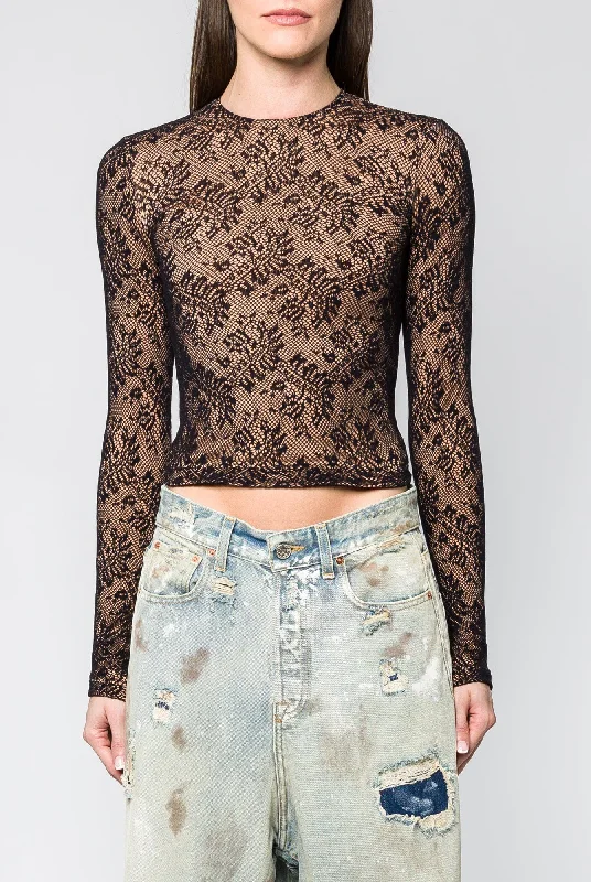 Balenciaga Lace Crewneck Top in Beige