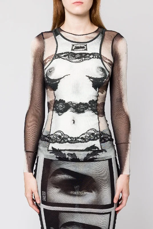 Jean Paul Gaultier Body Lace Mariniere Mesh Top